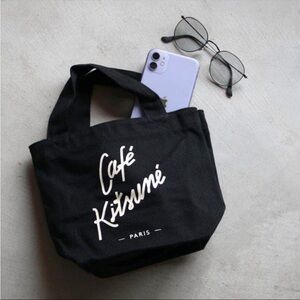 Maison Cafe Kitsune Mini Black Tote Bag